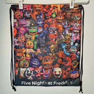 FNAF Five Nights At Freddy's Cinch Drawstring Backpack AOP With Pin Light Weight